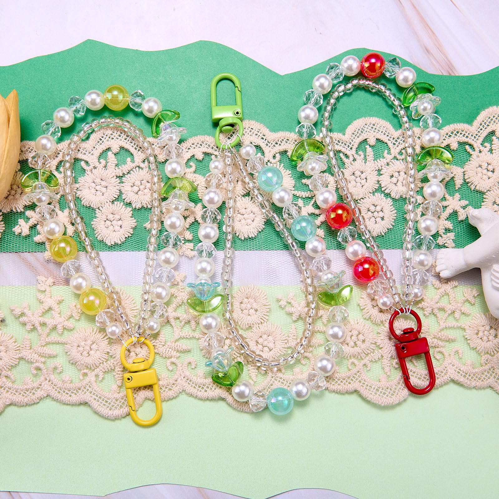 BEEFLYING Beaded Phone Charms Wrist Strap Double Layer Cell Phone Wrist Strap Lanyard for Camera Bag Pendants Decor - Image 5