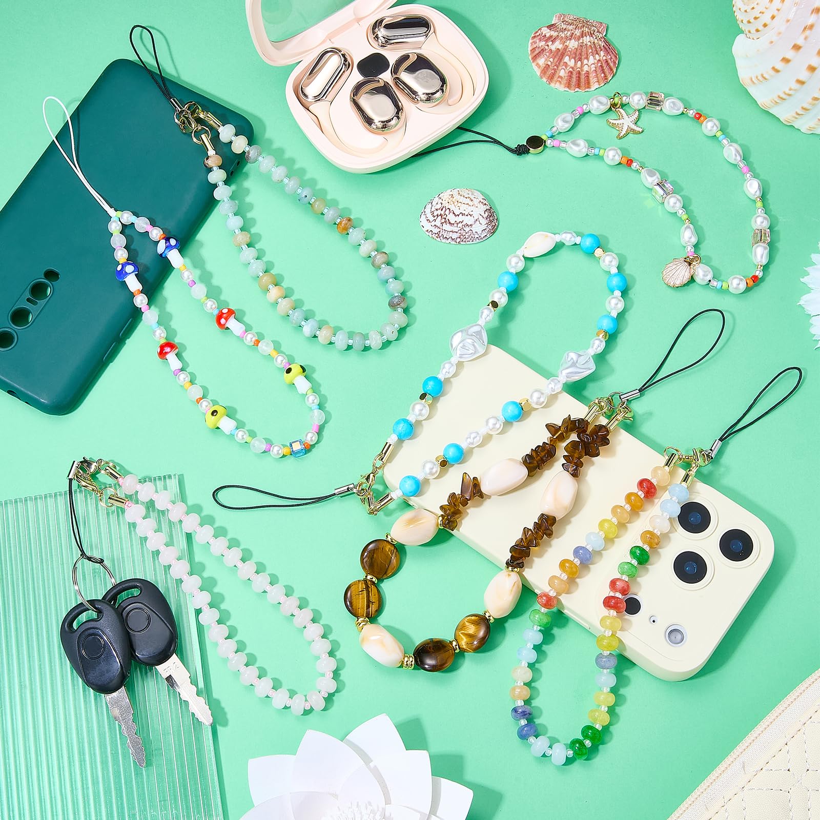 BEEFLYING BEELYING Beaded Phone Charms Wrist Strap Cell Phone Chain Lanyard Suitable for Case Bag Keychains Cameras Wallets - Image 5