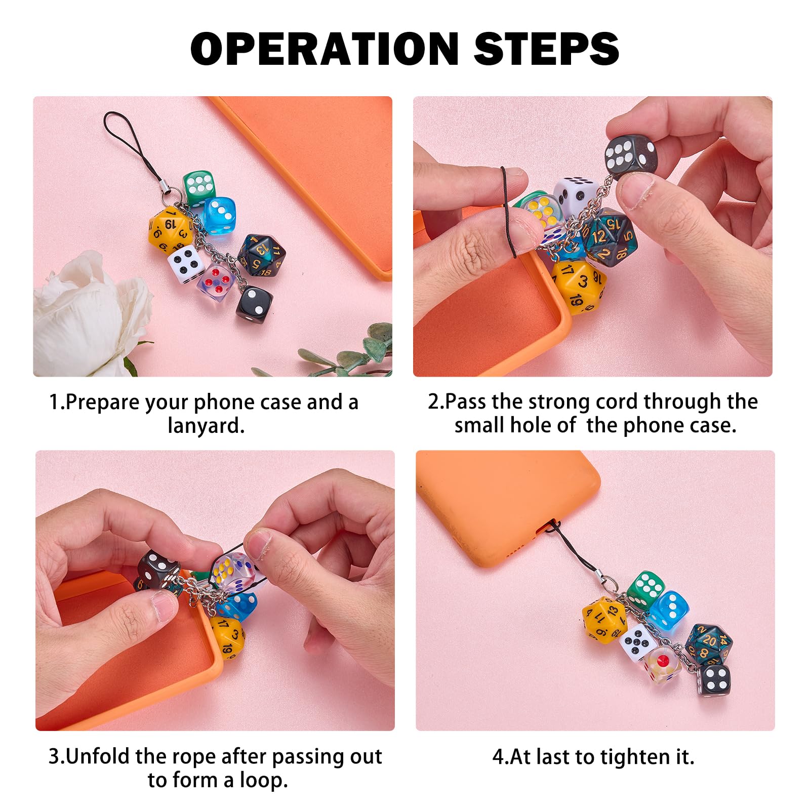 BEEFLYING Colorful Lucky Dice Mobile Phone Charms, Y2K Resin Mobile Phone Pendant Strap, Aesthetic Charm For Bag Keychain Wallet Camera Purse Decor - Image 5