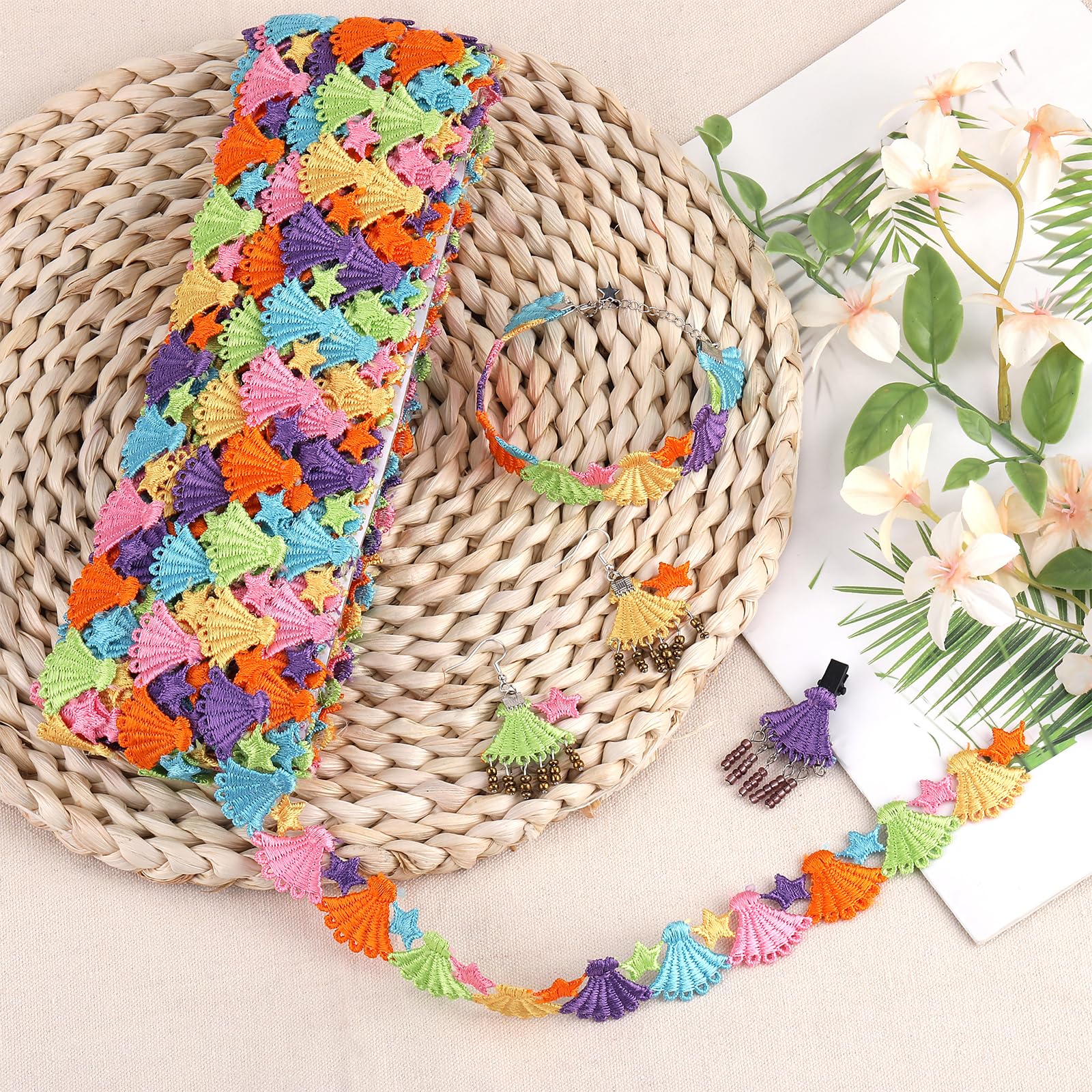 BEEFLYING Colorful Shell Lace Ribbon Trim Embroidery for Sewing DIY Crafts Home Decoration Supplies, 2.5cm Wide 15 Yards - Image 3