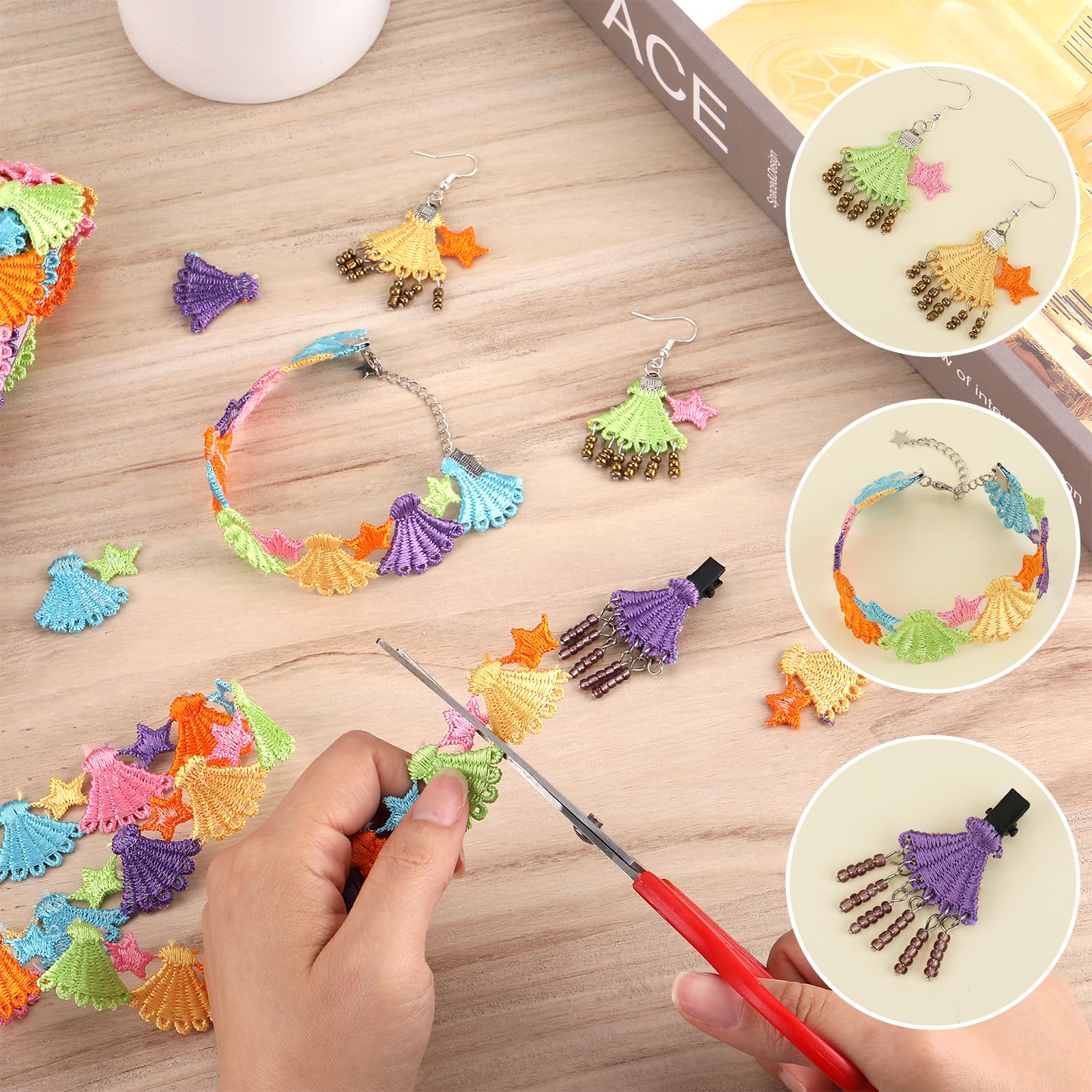 BEEFLYING Colorful Shell Lace Ribbon Trim Embroidery for Sewing DIY Crafts Home Decoration Supplies, 2.5cm Wide 15 Yards - Image 4