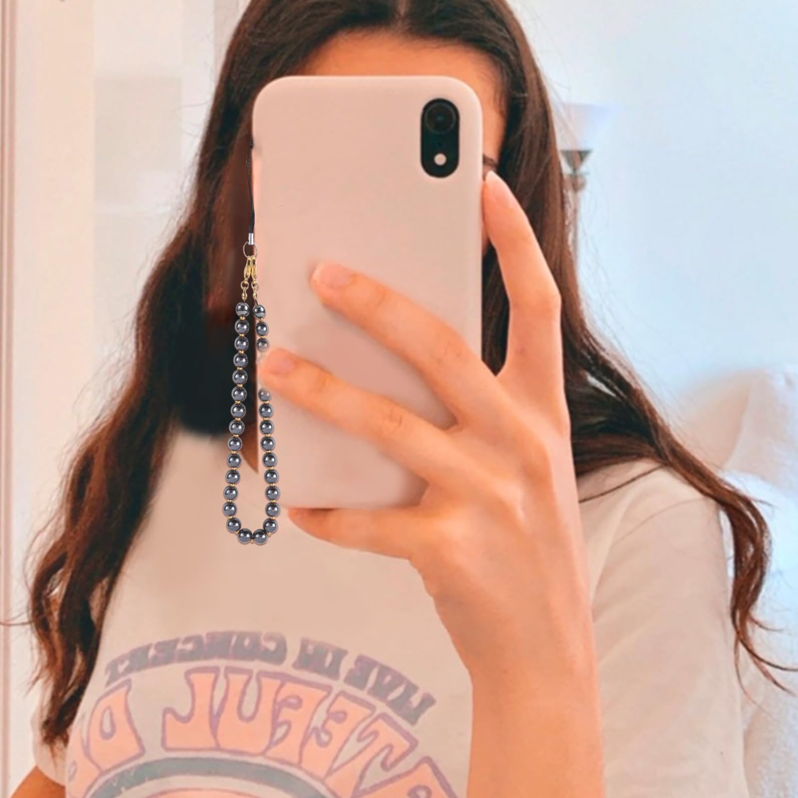 BEEFLYING Gemstone Wrist Straps for Phone Beaded Gemstone Charms Handmade Anti-Lost Lanyard Rope for Cell Phone Hanging (Hemimorphite) - Image 6