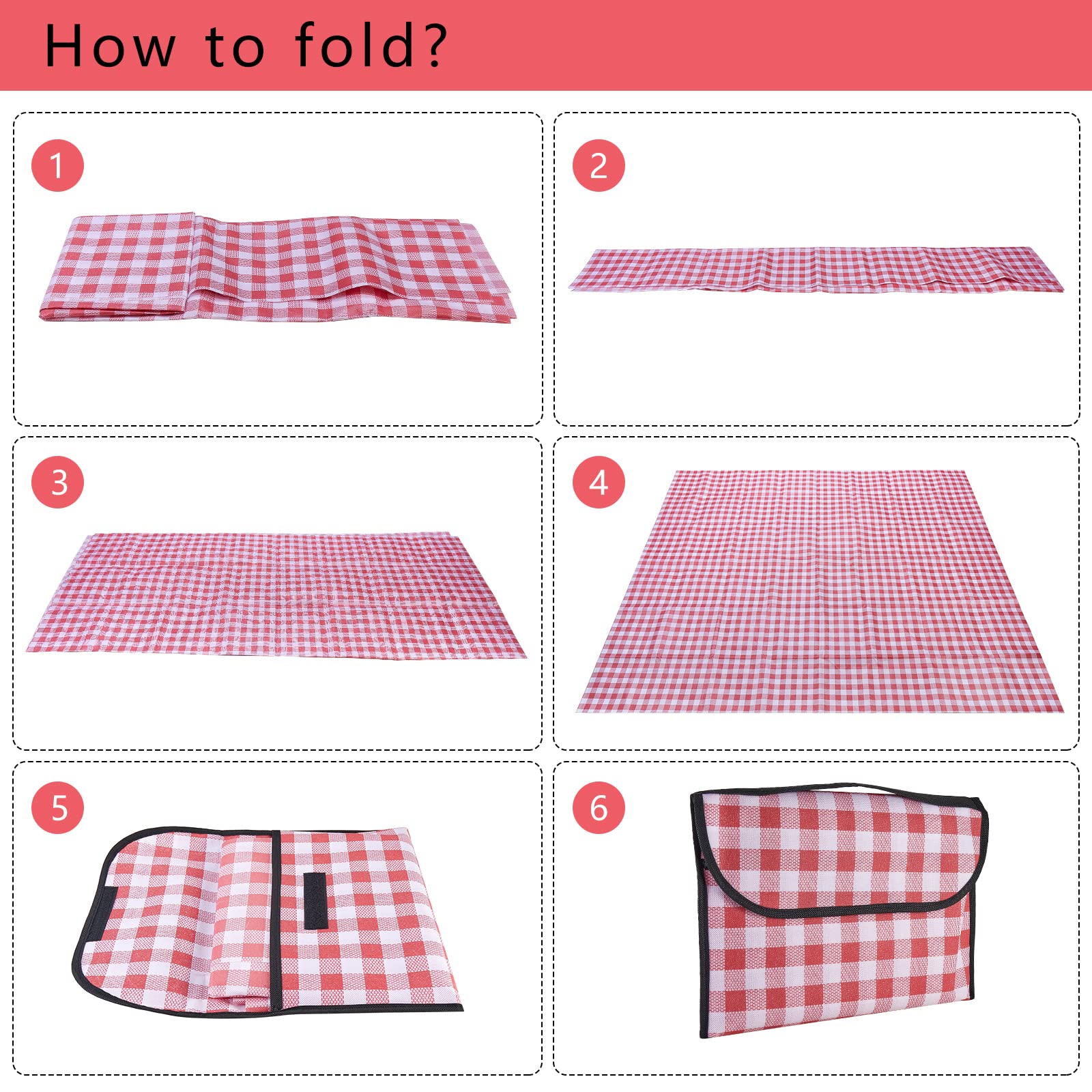 BEEFLYING Outdoor Picnic Blanket Foldable Waterproof Sandproof Handy Mat Tote Quick Drying Picnic Mat for Beach Camping Hiking Travel Family Concerts Picnic(Pink Plaids 77.9 * 66.9 Inch) - Image 3