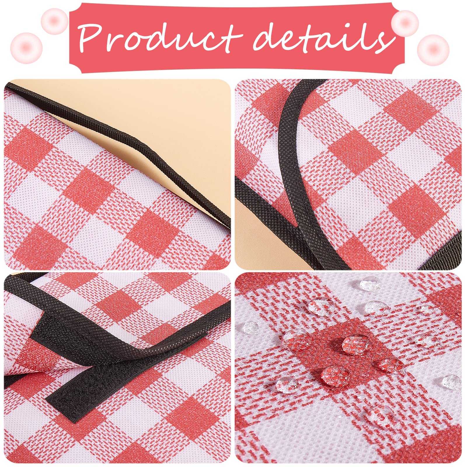 BEEFLYING Outdoor Picnic Blanket Foldable Waterproof Sandproof Handy Mat Tote Quick Drying Picnic Mat for Beach Camping Hiking Travel Family Concerts Picnic(Pink Plaids 77.9 * 66.9 Inch) - Image 4