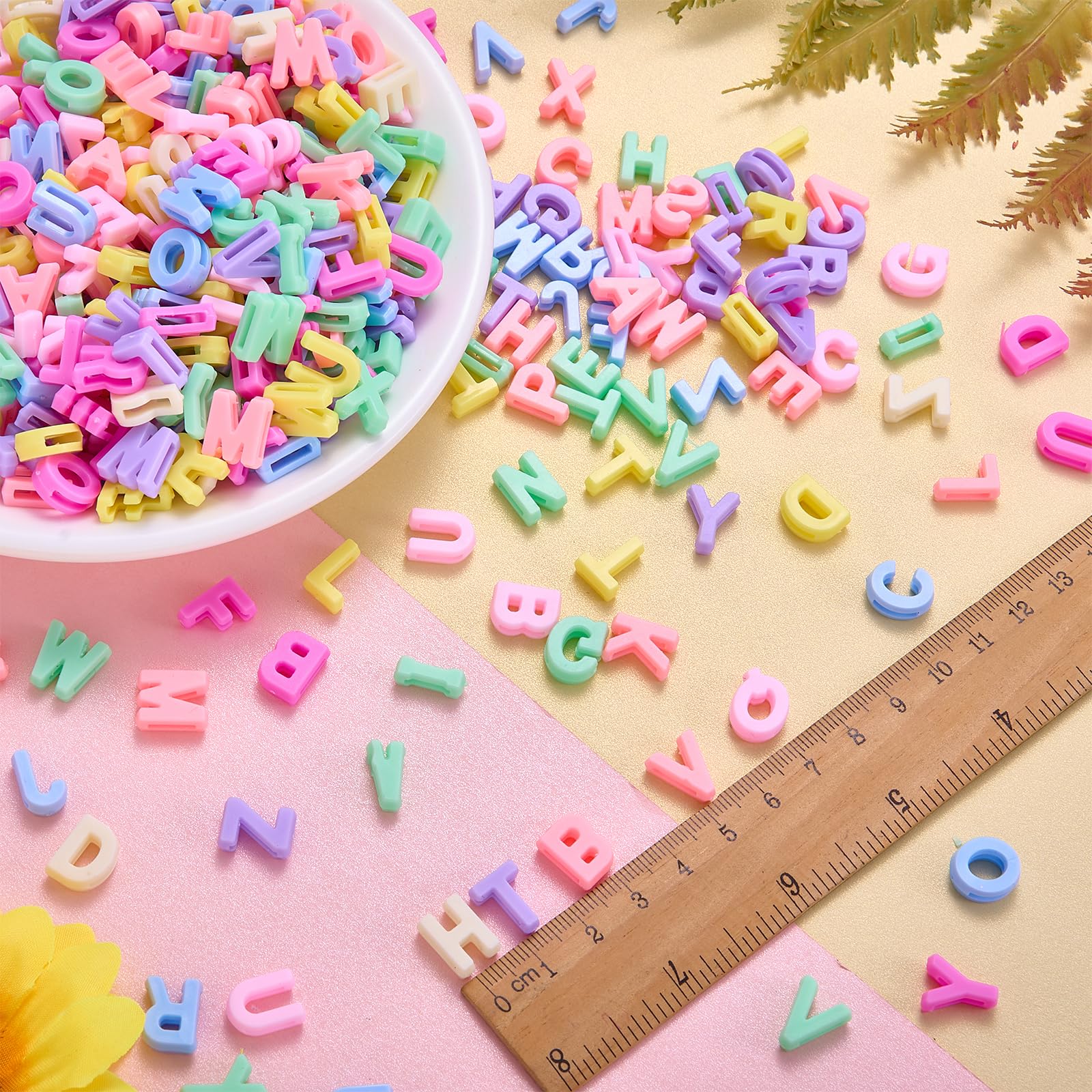 BEELYING 750Pcs Acrylic Beads 600Pcs Large Letter Beads Random Colorful Plastic A-Z Alphabet Charms 150Pcs Heart Star Rondelle for Jewelry Necklace Bracelet Keychain Making DIY Crafts (Color2) - Image 3